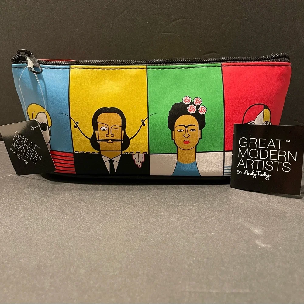 New Andy Tuohy Great Modern Artists Makeup Pencil Travel Bag PVC Dali, Frida 9x4